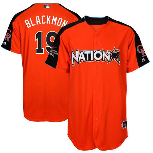 Rockies #19 Charlie Blackmon Orange All-Star National League Stitched MLB Jersey